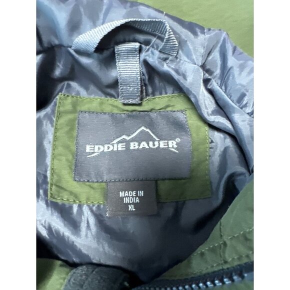 Eddie Bauer Nylon Mountain Parka Olive Green Embroidered Logo 90s Size XL - Picture 10 of 15